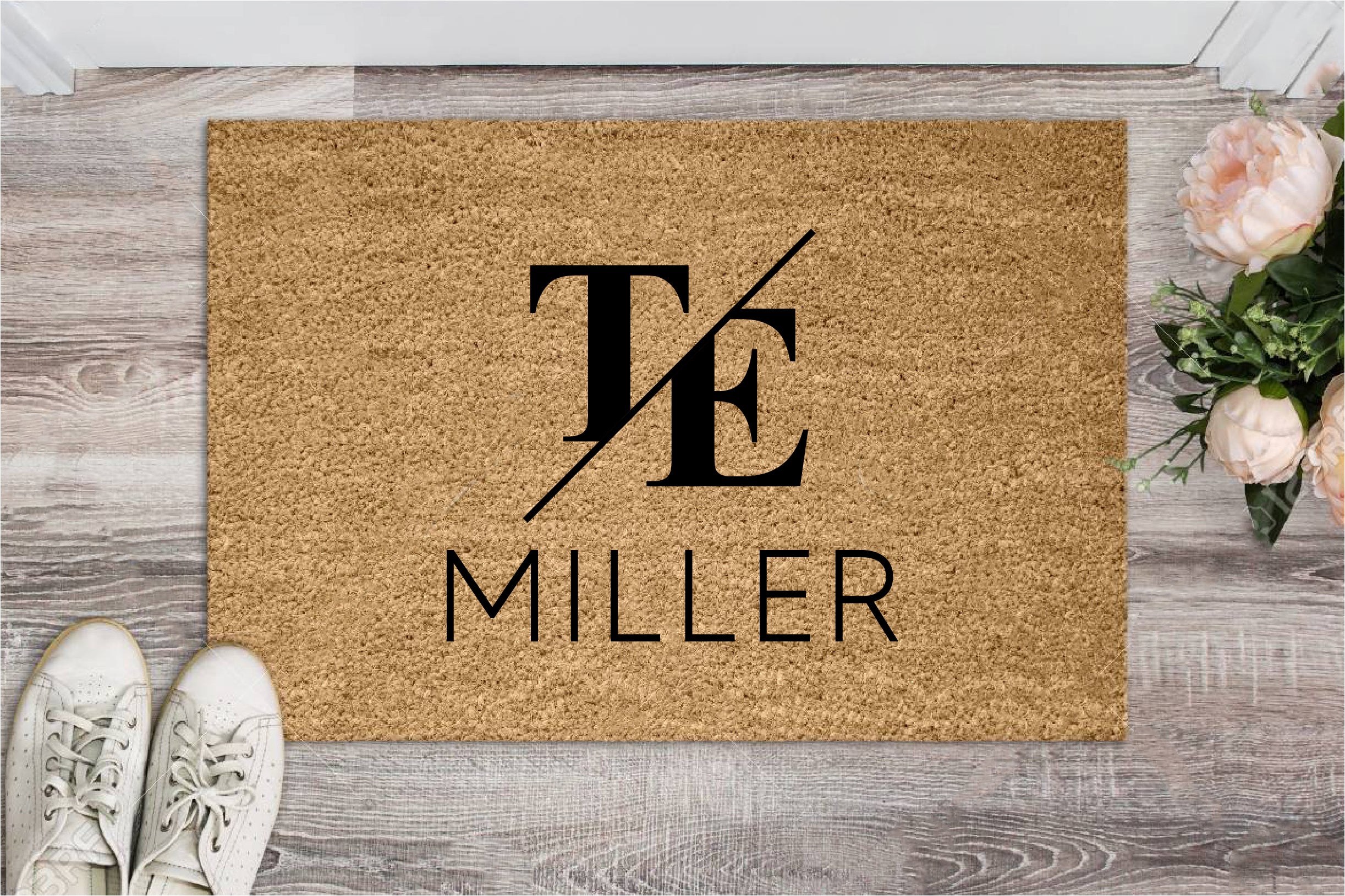 Slashed Initials Monogram Mat