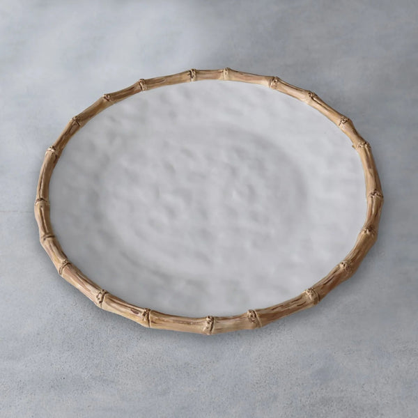 VIDA Bamboo Round Platter (White and Natural)