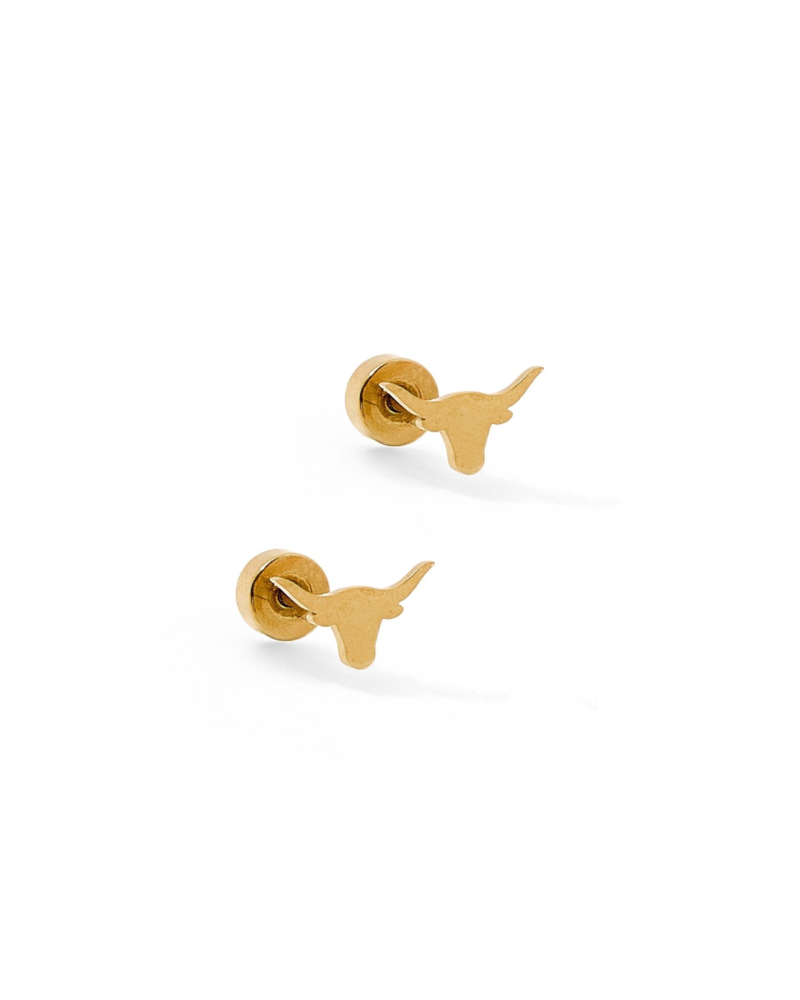 Screwback Stud Earrings - Texas Steer Gold