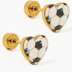 Screwback Stud Earrings - Soccer