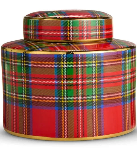 8" Tartan Plaid Decorative Jar