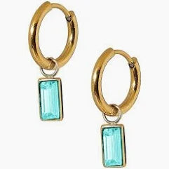 Huggie Charm Earrings - Edith Blue Gold