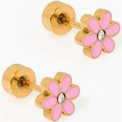 Screwback Stud Earrings - Alli Pink