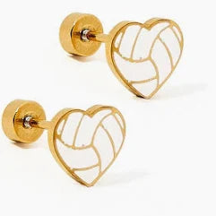 Screwback Stud Earrings - Volleyball