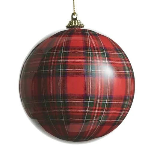 4" Red Plaid Ball Ornament