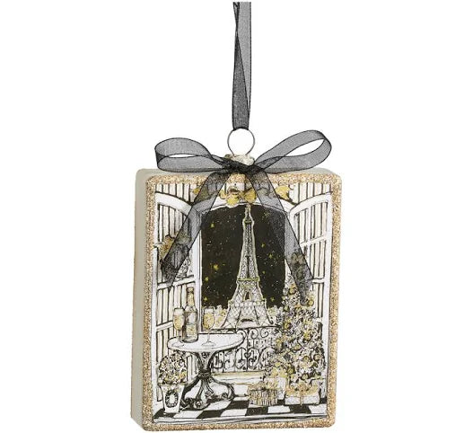 4.5" Holiday in Paris Rectangle Ornament