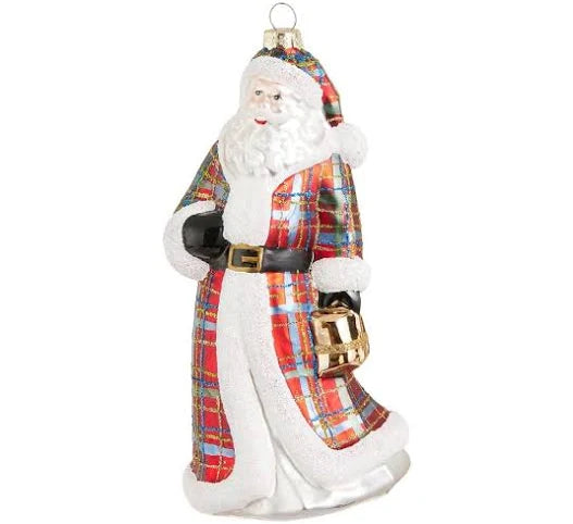 7.5" Plaid Santa Ornament
