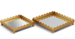10" Scalloped Mirror Tray