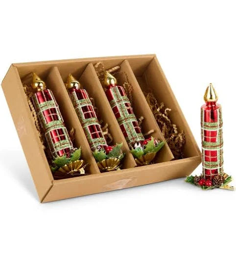 5.75" Box of Plaid Clip-On Candle Ornaments