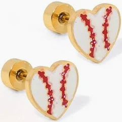 Screwback Stud Earrings - Baseball