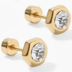 Screwback Stud Earrings - Addison Clear Gold