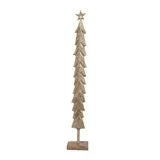 Cast Metal Christmas Tree w/ Mango Wood Base, Brass Finish