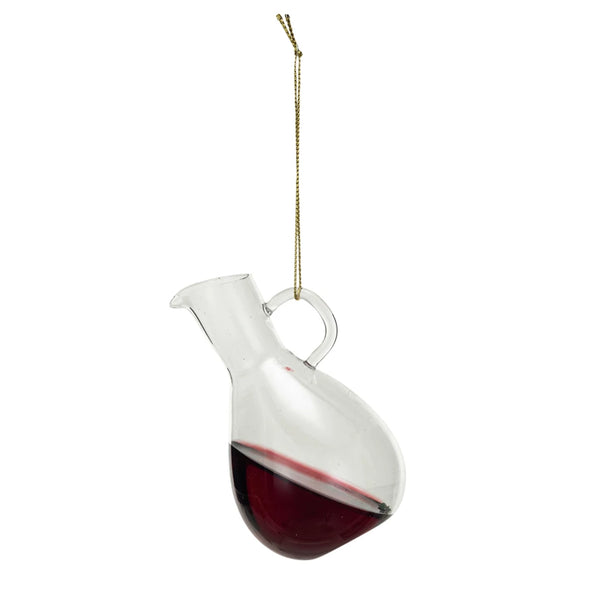 Glass Wine Decanter Ornament, Red