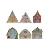 3-1/2"L - 4"L Hand-Painted Stoneware House Shaped Dish, 6 Styles