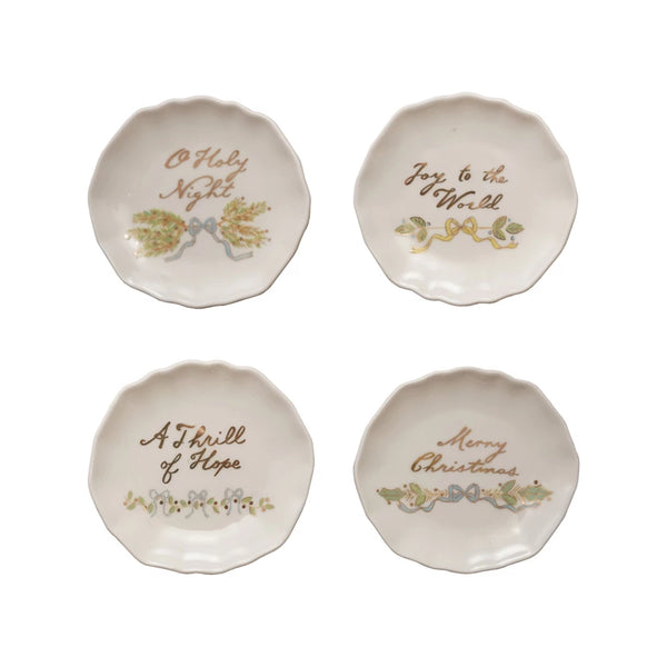 Stoneware Scalloped Plate with Gold Electroplating