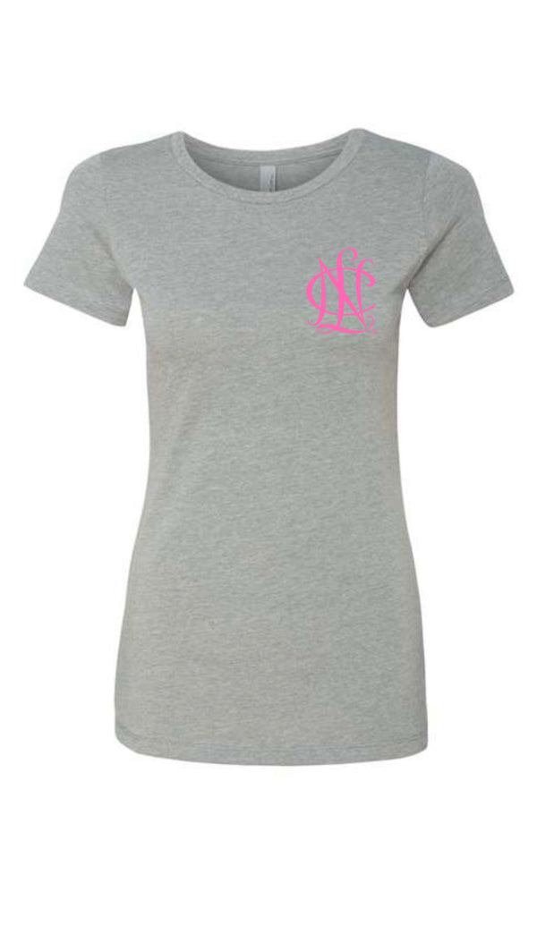 NCL Short Sleeve Grey w/ pink NCL slim fit (crew neck)