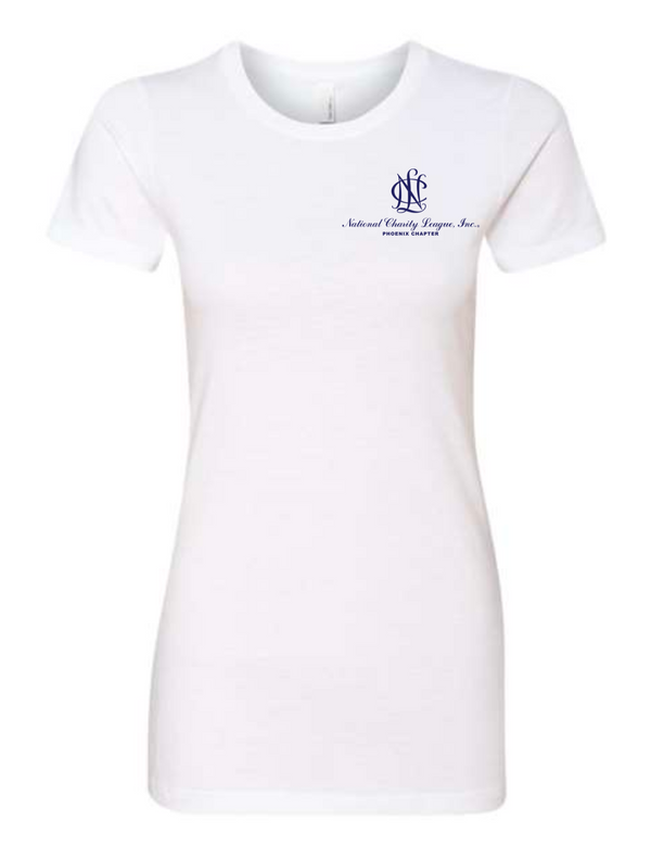 NCL short sleeve white w/navy NCL slim fit (crew neck)