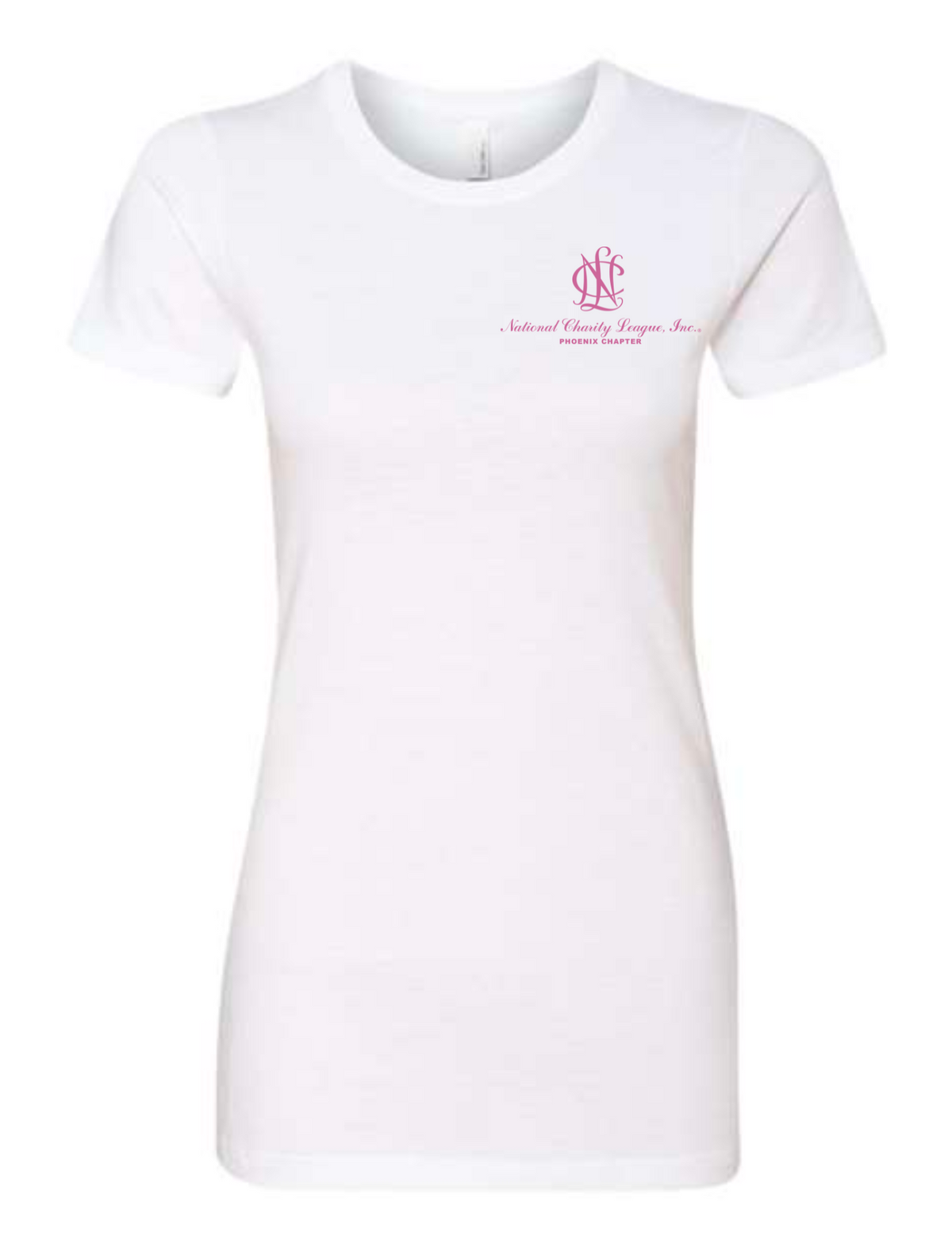 NCL short sleeve white w/pink NCL slim fit (crew neck)