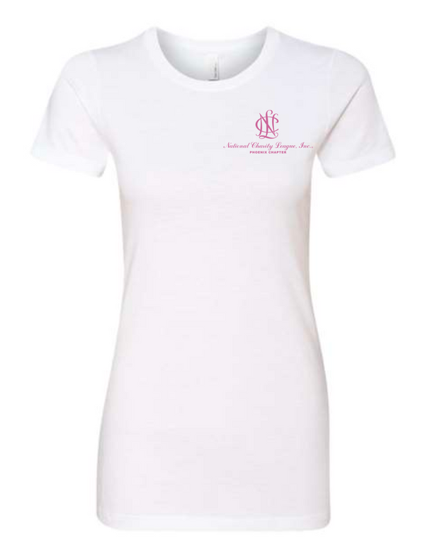 NCL short sleeve white w/pink NCL slim fit (crew neck)