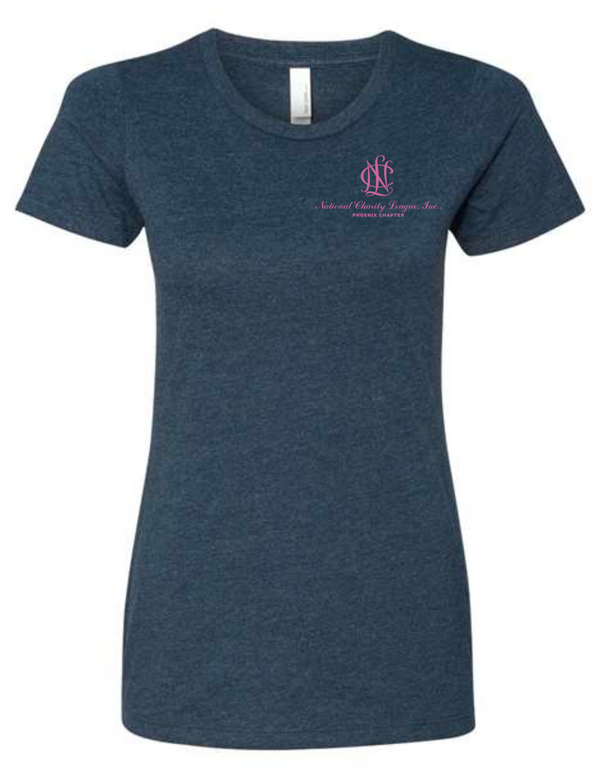 NCL short sleeve navy w/pink NCL slim fit (crew neck)