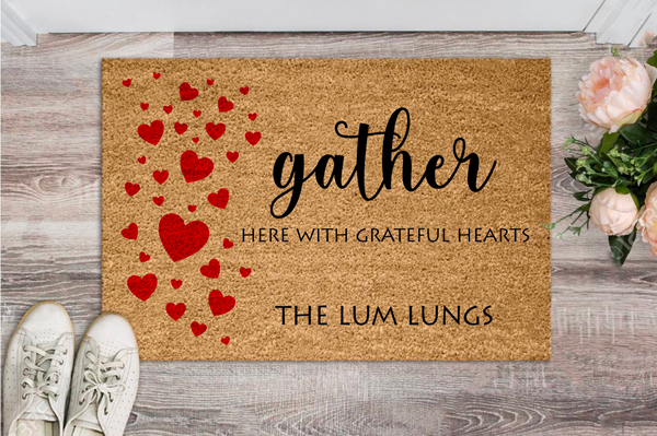 Gather with Grateful Hearts Mat